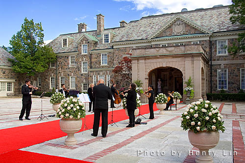 Can you imagine the surprise factor as your wedding guests arrive and walk down the musical red carpet? The guests loved it! This is the elegant entrance of Graydon Hall Manor, a very sophisticated location for Toronto wedding ceremonies and celebrations.