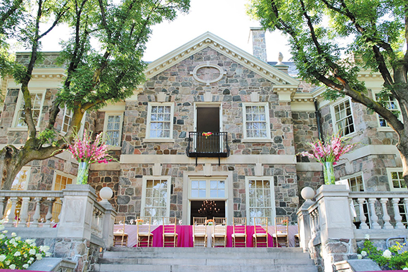 Could this be any more beautiful? The wedding feast was held outside on the stone patio under the stars at Graydon Hall.