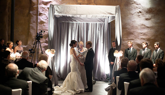 Morgan and Evan under the chuppah at the Fermenting Cellar. Photography by Catherine Farquharson.
